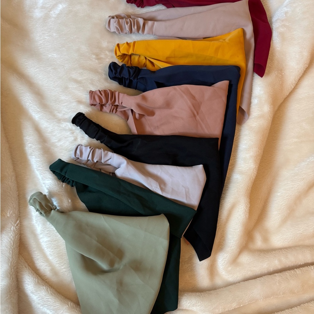 ✨ 9-Piece Chic Elastic Triangle Headband Set - Color Block Design ✨
